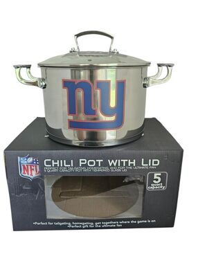 NFL Football New York Giants Stainless Steel 5 Qt Chili/Stew Stock Pot Rare NIB!